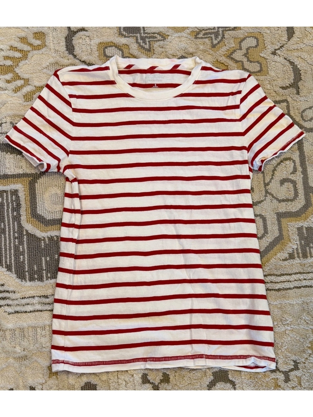 J.Crew Vintage Jersey Red & White Striped T-Shirt Size Small